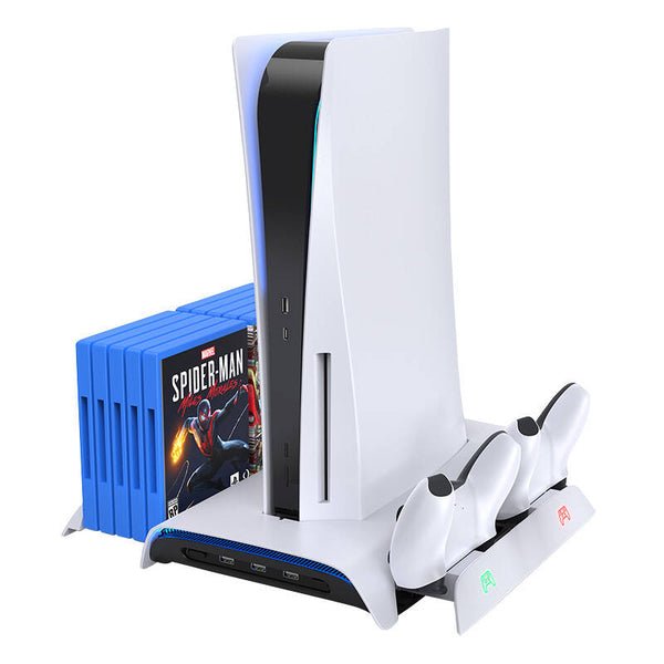 🎮 Podstawka chłodząca z ładowarką Kiwi Home PB01 do PS5 – biała, RGB