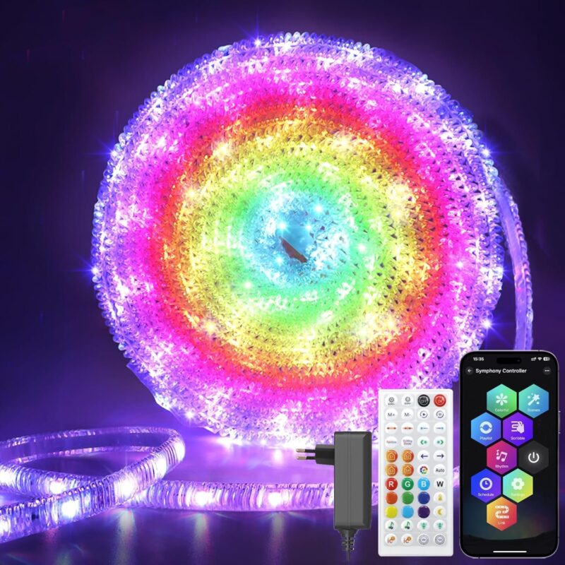 💡 Taśma LED Crystal RGB ZAIYW 10 m – wodoodporna, sterowanie pilotem i APP