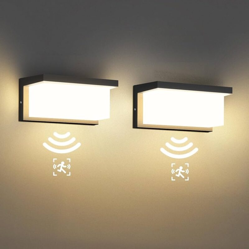 💡 Highsam Lampa ścienna LED 24 W (2 sztuki) – energooszczędna, z czujnikiem ruchu i zmierzchu