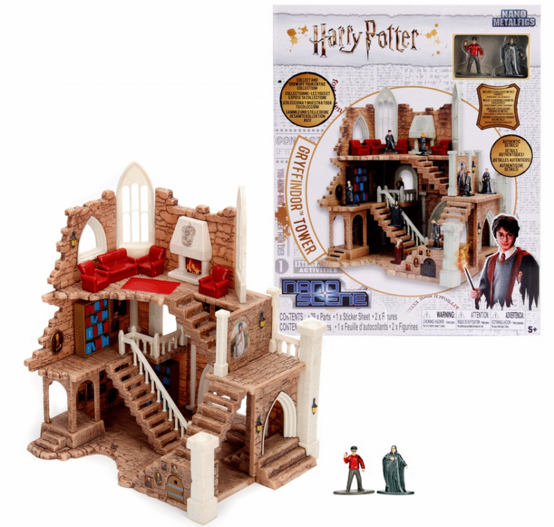 🏰 Zestaw figurek Harry Potter – Wieża Gryffindoru + Harry i Snape (Nano Metalfigs)