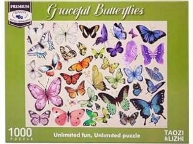 🦋 Puzzle 1000 elementów, duże –  kolorowe motyle "Graceful Butterflies"