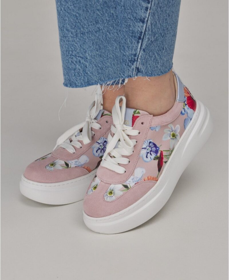 Damskie sneakersy Damiss skóra naturalna puder róż – lekkie sportowe buty welur