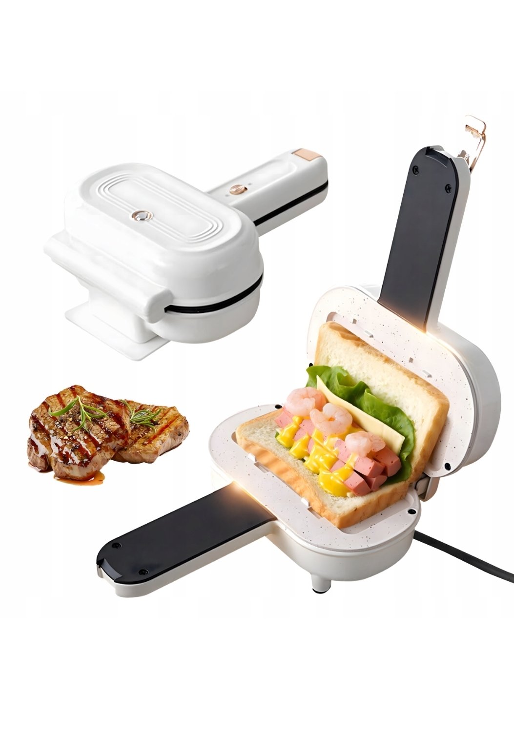 Opiekacz do kanapek RealG 1211 700W toster sandwich biały - obrazek 4