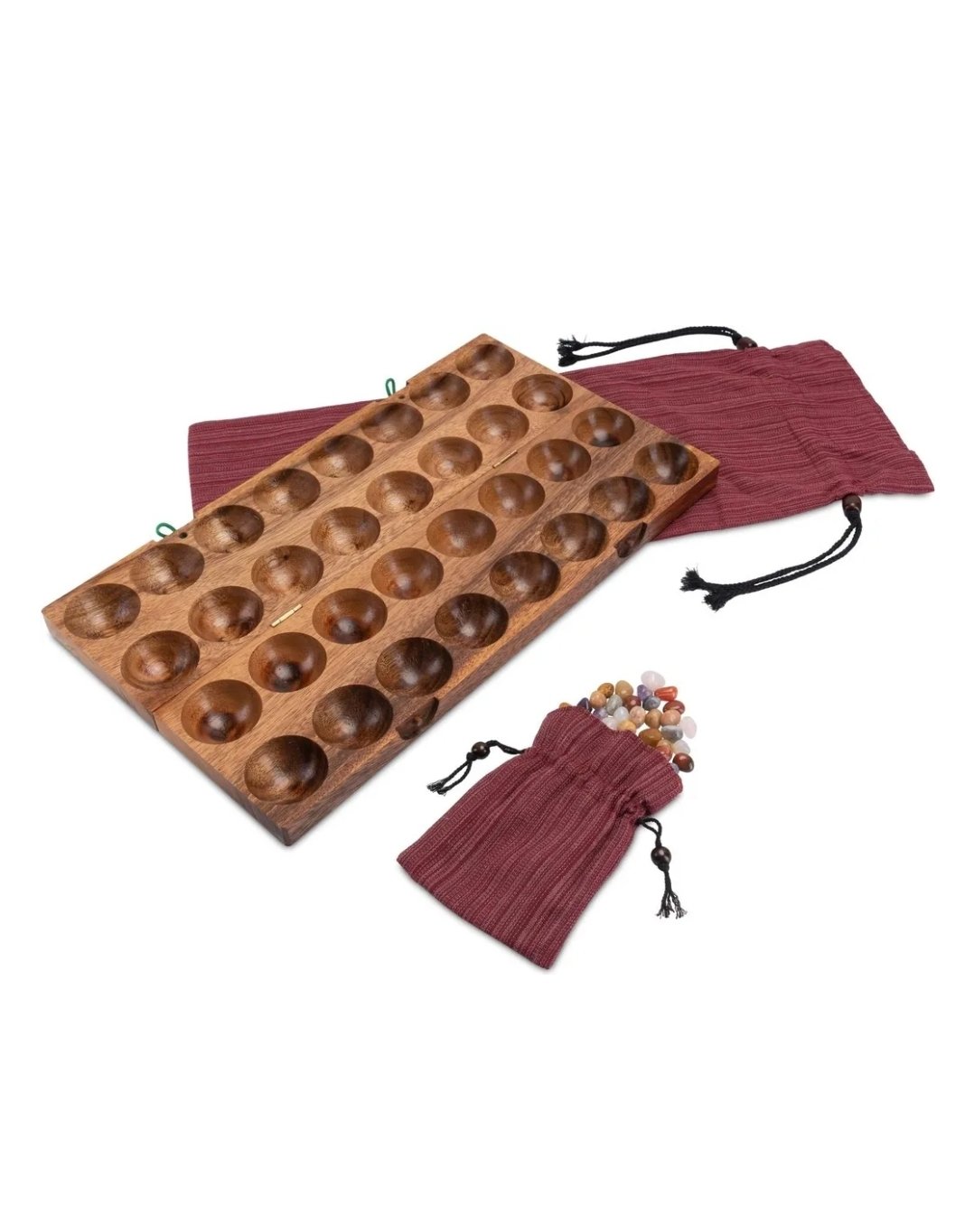 Drewniana gra strategiczna Hus Bao Kalaha Mancala 75 kamieni - obrazek 4