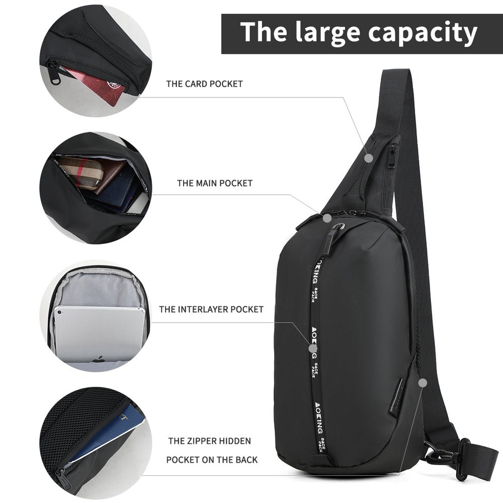 AOKING SY95070 plecak jednoramienny torba na ramię Sling Bag czarny - obrazek 3