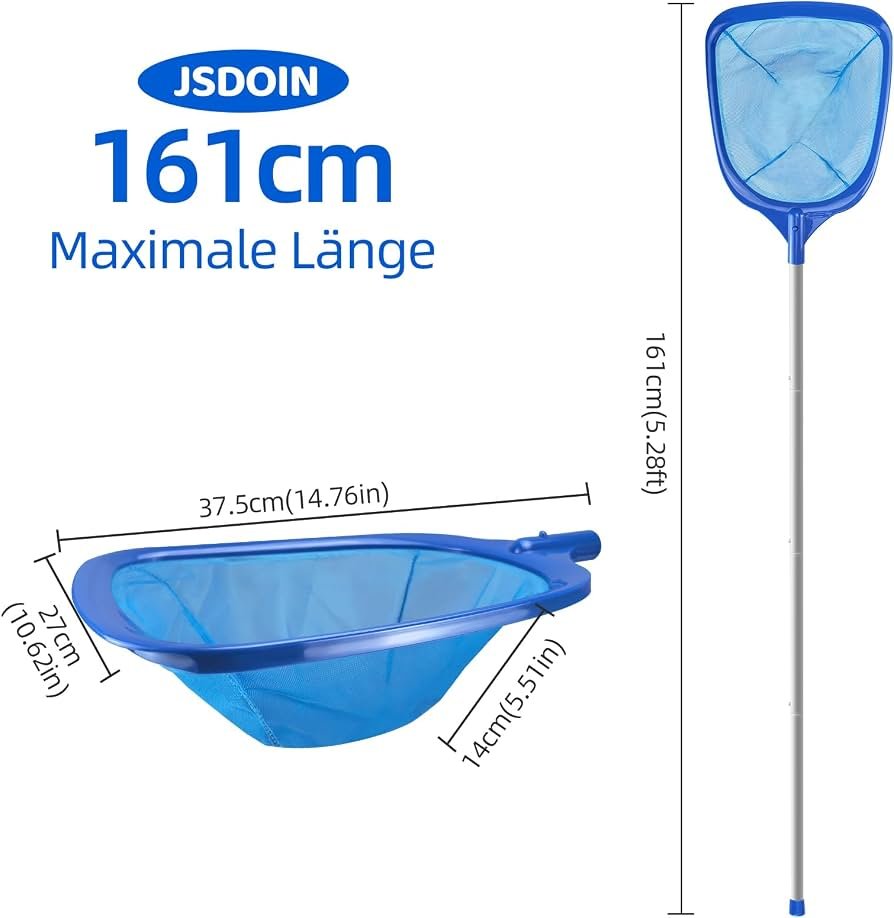 Jsdoin siatka do czyszczenia basenu 161 cm – podbierak z aluminiowym trzonkiem - obrazek 2